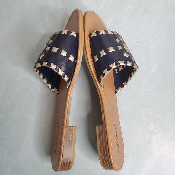 New! Pierre Dumas Navy Slide Sandals - Picture 4 of 6